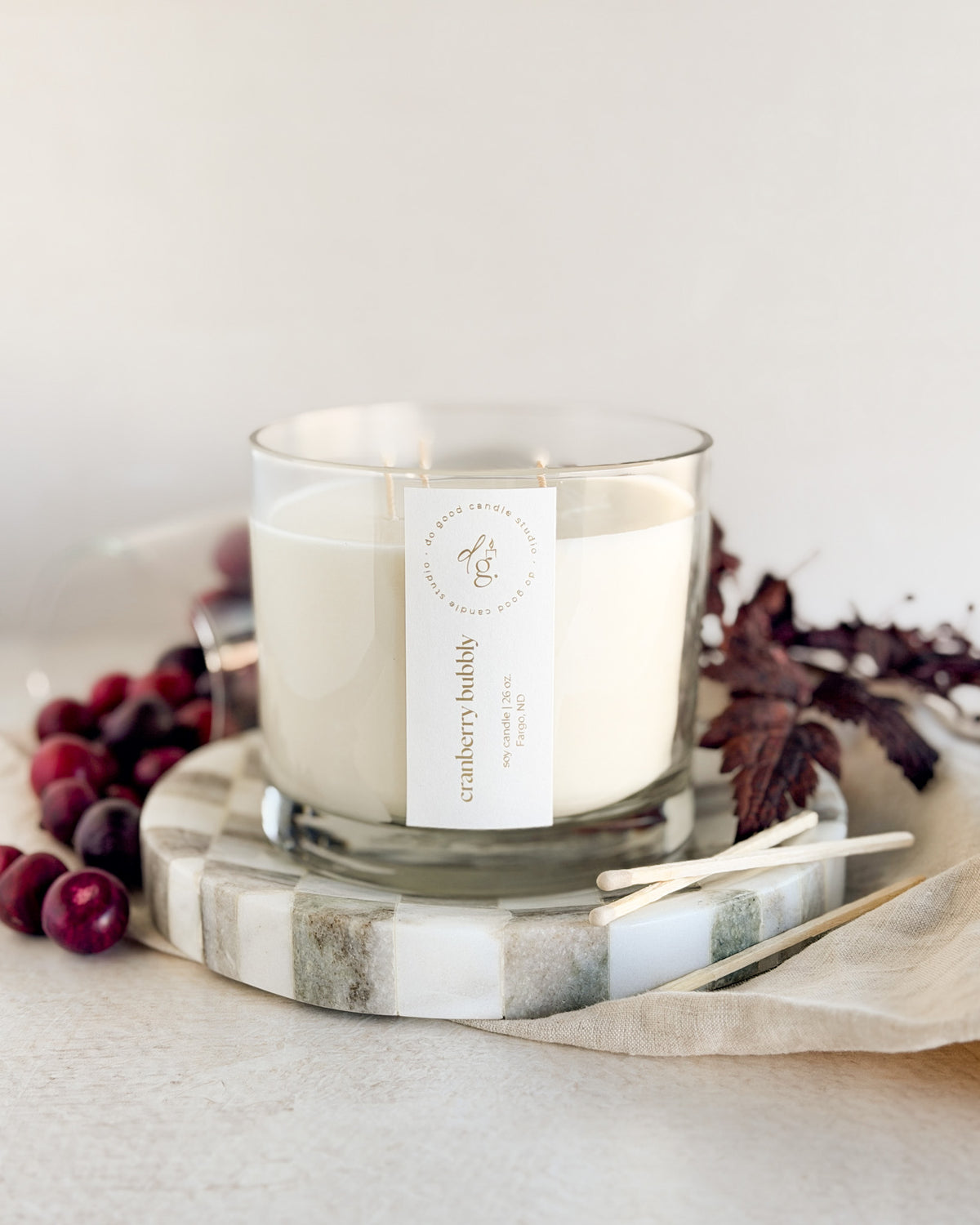 Cranberry Bubbly Triple-Wick Soy Candle | 26 oz Fall Candle | Non-Toxic