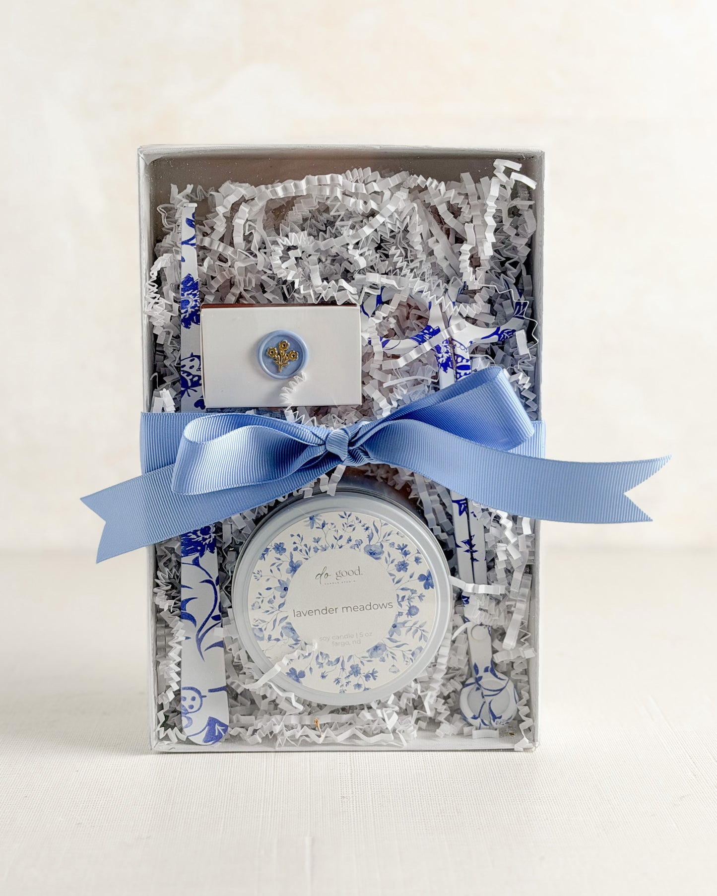 Lavender Meadows Candle Gift Set — Hand-Poured Candle & Care Kit | Spa Self-Care Gift for Her