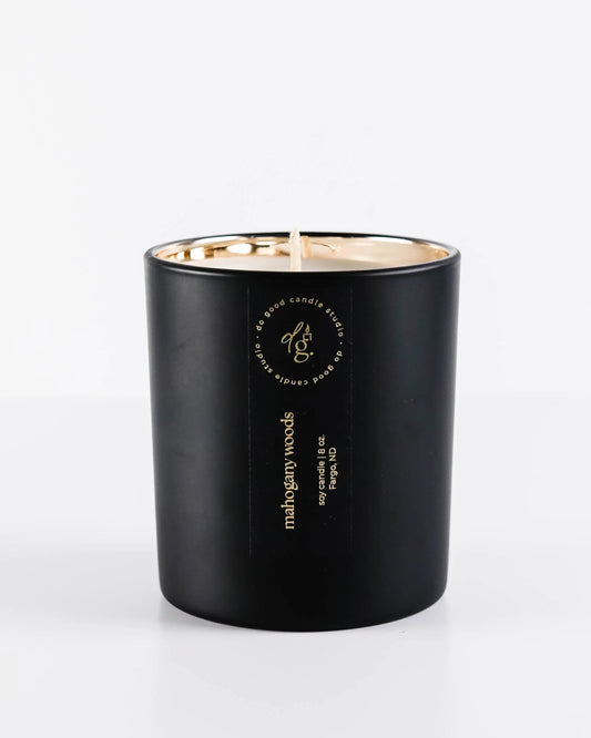 Mahogany Woods candle on a white background