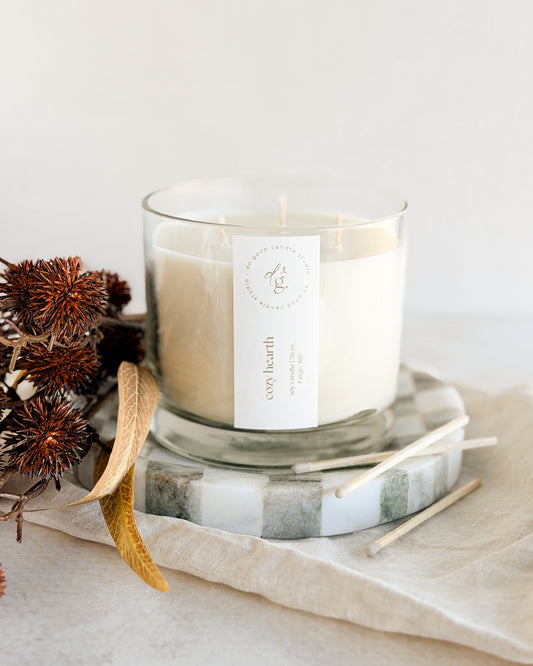 Cozy Hearth Triple-Wick Soy Candle | 26 oz Fall Candle | Non-Toxic