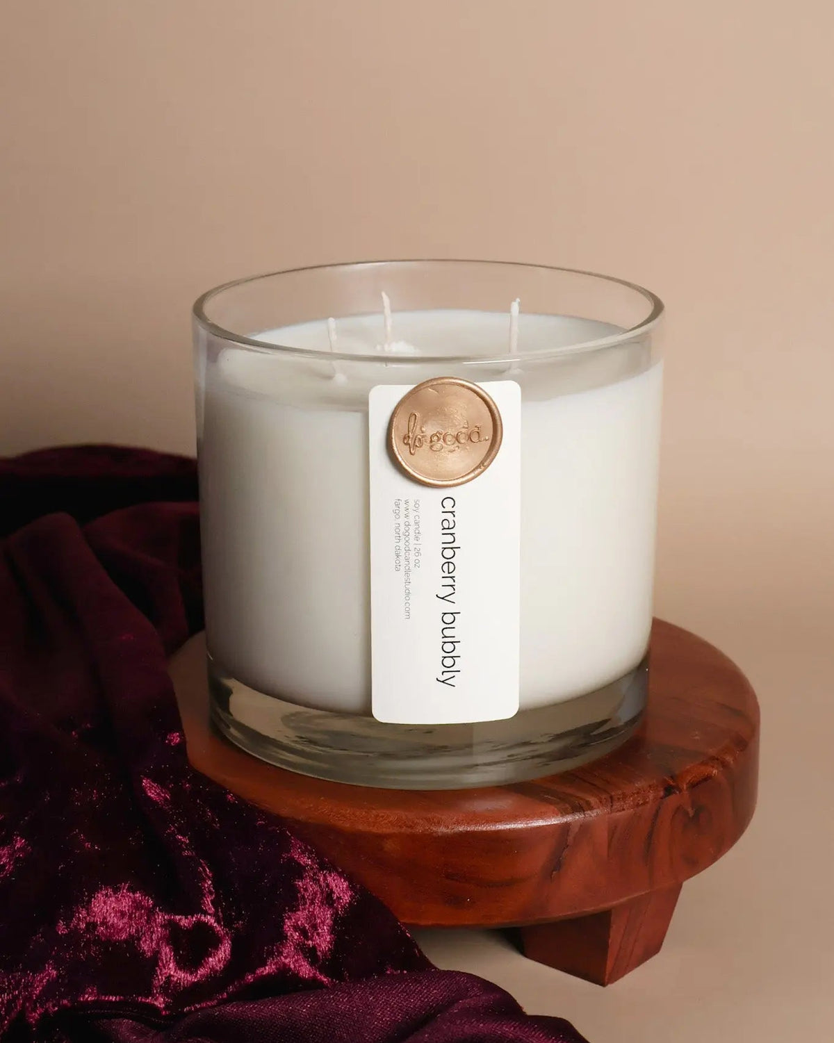 Cranberry Bubbly Triple-Wick | 26-ounce Soy Wax Fall Candle | Non-Toxic Do Good Candle Studio