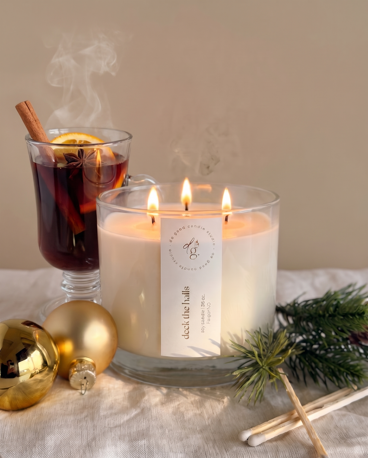 Deck the Halls Triple-Wick Soy Candle | 26 oz Holiday Candle | Non-Toxic