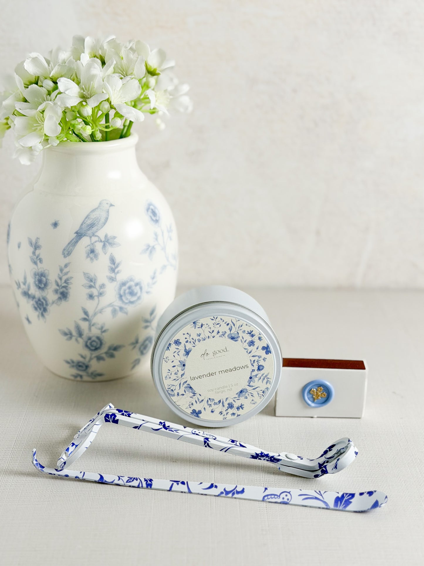 Lavender Meadows Candle Gift Set — Hand-Poured Candle & Care Kit | Spa Self-Care Gift for Her
