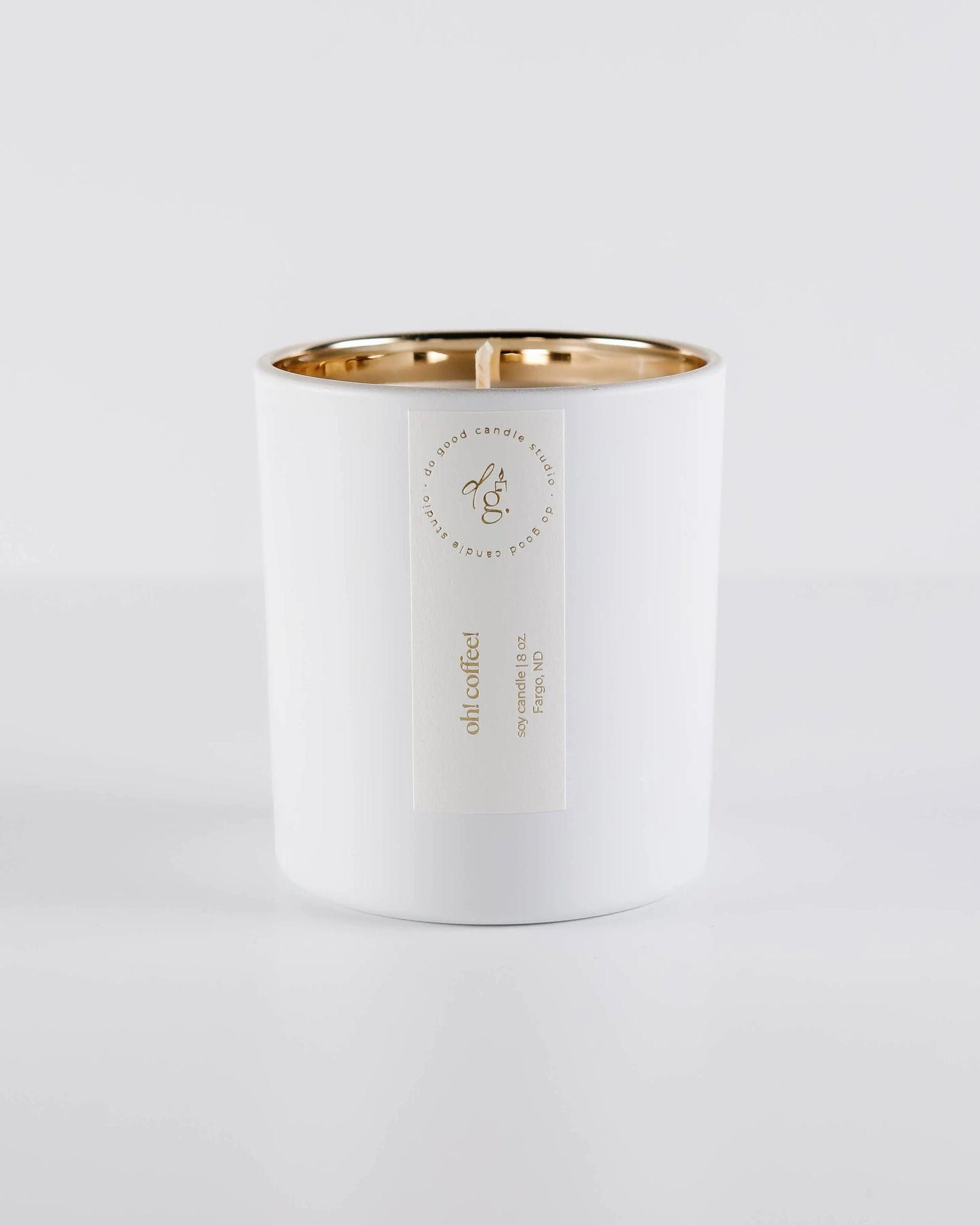 Oh! Coffee! candle on a white backdrop