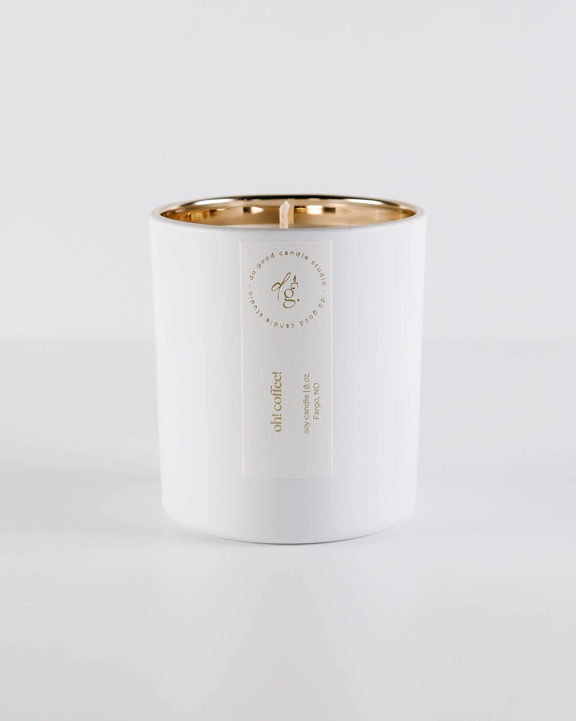 Oh! Coffee! candle on a white backdrop